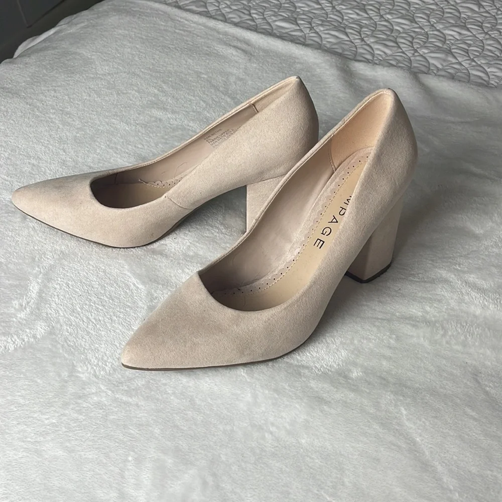Cream Suede Rampage Heels - Picture 6 of 6